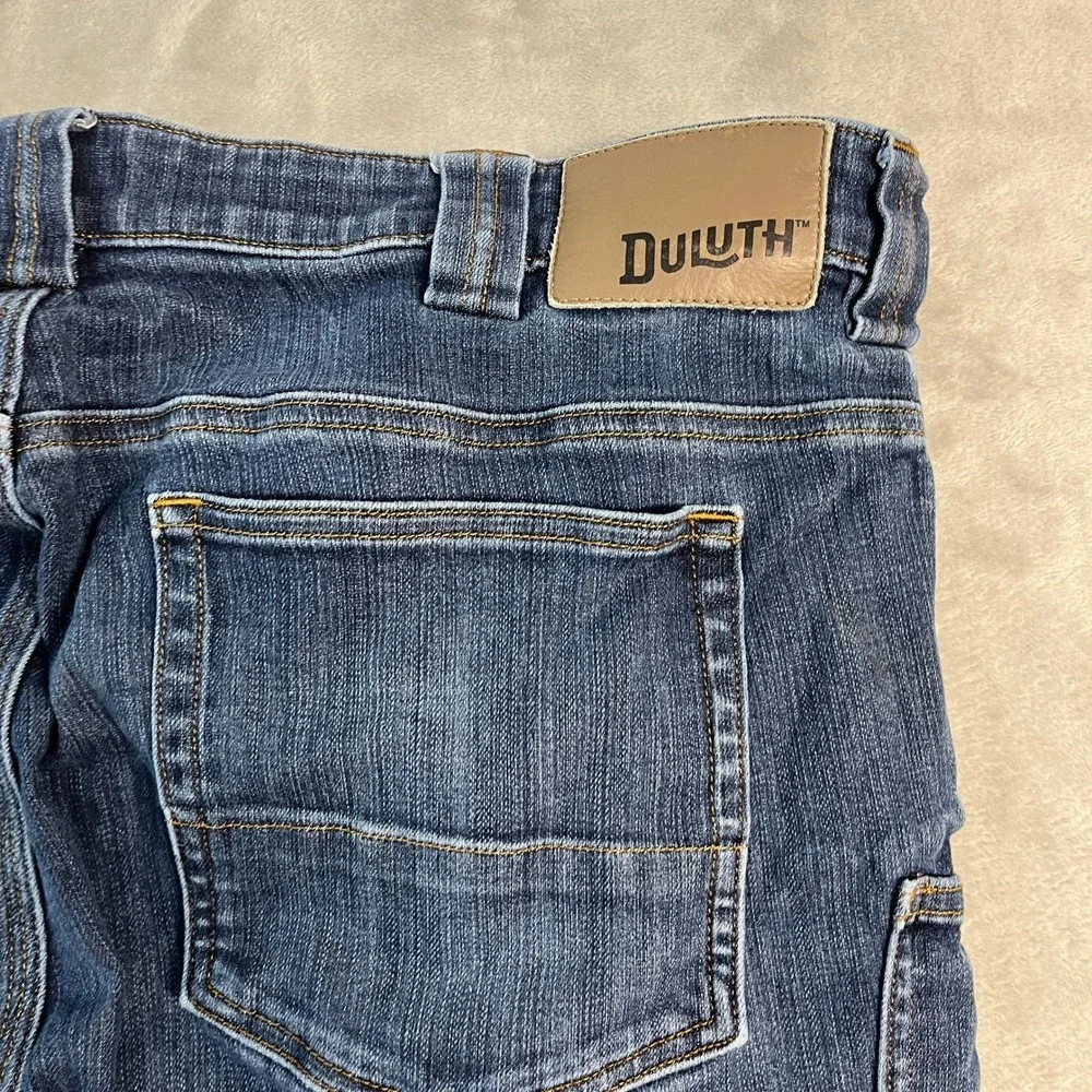 Duluth Trading Ballroom Double Flex Jeans Mens 38x34* Standard Fit Dark Wash EUC